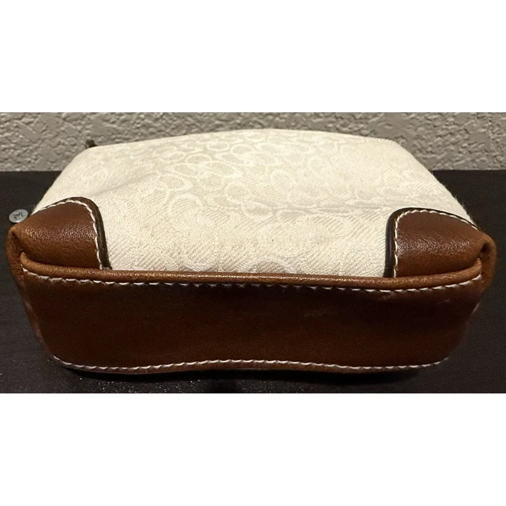 Rosetti Small Makeup Organizer Bag Ivory Dark Brown Vinyl Trim